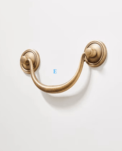 Load image into Gallery viewer, French Cream Brass Shell Cabinet Pull | Vintage Antique Brass Drawer Handle