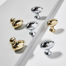 Load image into Gallery viewer, Hammered Pigeon Egg Solid Gold & Chrome Knobs | Cabinet & Drawer Pulls, Kitchen Cupboard Handles, Hardware