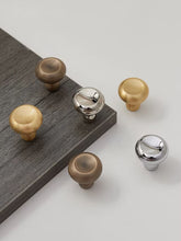 Load image into Gallery viewer, French Silver Round Single‑Hole Small Brass Pulls, Modern Minimalist High‑End Mid‑Century Handles for Cabinet and Wardrobe Doors