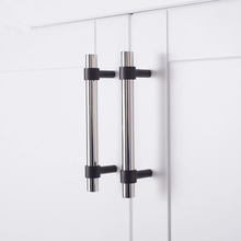 Load image into Gallery viewer, 3", 3.78", 5.0", 6.3", 7.55", 8.8" Stainless Steel & Brass Drawer Pulls | Modern Black Kitchen Cabinet Handles, Dresser & Wardrobe Cupboard Pulls