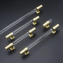Load image into Gallery viewer, Clear Acrylic & Gold Brass Knobs | Black & Chrome Cabinet Handles, Kitchen & Wardrobe Pulls, Drawer Hardware
