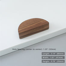 Load image into Gallery viewer, 1.25"-2.5" Ash & Black Walnut Wooden Semicircle (Half Moon) Pulls & Handles | Cabinet, Drawer, Dresser | Home Decor Hardware