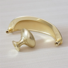 Load image into Gallery viewer, 3" (76mm) Brushed Brass Gold Cup Bin Shell Knobs, Pulls & Handles | Dresser, Drawer, Cupboard & Kitchen Cabinet Hardware