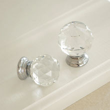 Load image into Gallery viewer, Silver Clear Glass & Crystal Knobs | Dresser, Drawer & Cupboard Pulls, Kitchen Cabinet & Door Handles, Hardware