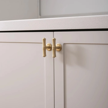 Load image into Gallery viewer, 3.78", 5", 6.3", 8.8" Solid Brass & Bamboo Cabinet Door Handles | Brushed Brass Drawer Pulls, Unique Dresser Knobs, Closet Wardrobe Handles