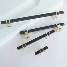 Load image into Gallery viewer, 3.78", 5", 7.55" & 12.6" American Style Drawer Pulls | Simple Black & Gold Kitchen Handles | Wardrobe & Drawer Knobs | Kitchen Hardware