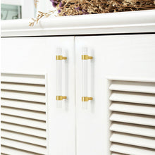 Load image into Gallery viewer, 2.5"-10" Acrylic & Brass Clear/Crystal Pulls, Knobs & Handles | Drawer, Dresser, Cabinet & Bathroom Hardware
