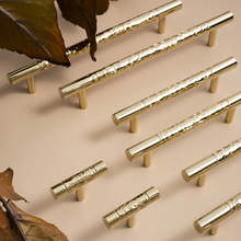 Load image into Gallery viewer, 3", 3.78", 5.0", 6.3", 8.8", 12.6" Hammered Solid Brass Drawer Pulls | Cabinet & Dresser Knobs, Hammer Cabinet Hardware