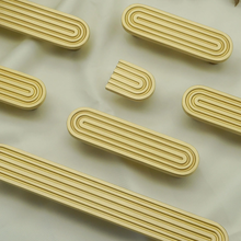 Load image into Gallery viewer, 2.5"-5" Unique Solid Brass Track Design Knobs, Pulls & Handles | Kitchen, Cabinet, Drawer, Cupboard & Dresser Hardware