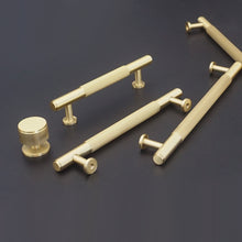 Load image into Gallery viewer, Solid Brushed Brass Drawer Pulls & Knobs | Kitchen & Cabinet Handles, Dresser & Cupboard Knobs, Closet Hardware