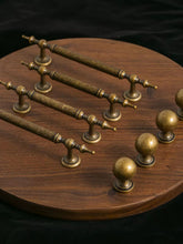 Load image into Gallery viewer, French Mid-Century Wabi-Sabi Antique Brass Long Pulls, Brushed Cabinet & Wardrobe Door Handles