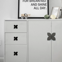 Load image into Gallery viewer, 2.5" Clover Brass Knobs | Black Gray & Gold Unique Dresser & Drawer Knobs, Kids Door Handles, Gift-Worthy Home Replacement Hardware
