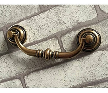 Load image into Gallery viewer, 3.5"-4.1" (90-105mm) Antique Bronze Drop Bail Knobs, Pulls & Handles | Dresser, Drawer, Kitchen Cabinet & Furniture Hardware