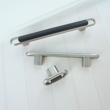 Load image into Gallery viewer, 3.78"-5" Modern Black & Brushed Nickel Knobs, Pulls & Handles | Cabinet, Drawer, Dresser, Kitchen & Cupboard Hardware
