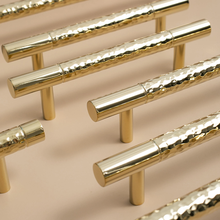 Load image into Gallery viewer, 3", 3.78", 5.0", 6.3", 8.8", 12.6" Hammered Solid Brass Drawer Pulls | Cabinet & Dresser Knobs, Hammer Cabinet Hardware