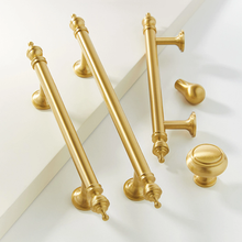 Load image into Gallery viewer, 3.78"-10" Brushed Brass Knobs, Pulls & Handles | Drawer, Dresser, Kitchen, Cabinet & Door Hardware