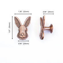 Load image into Gallery viewer, Cute Rabbit Cabinet Knobs | Unique Copper, Bronze, Silver, Black Drawer Pulls, Kitchen Handles & Cabinet Hardware