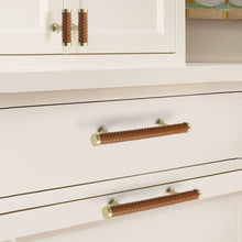 Load image into Gallery viewer, 3"-12.6" Unique Leather Knobs, Pulls & Handles (Brown, Black) | Cabinet, Dresser, Kitchen Cupboard, Wardrobe & Closet Hardware