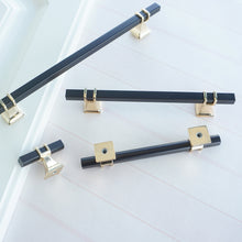 Load image into Gallery viewer, 3.78", 5", 7.55" & 12.6" American Style Drawer Pulls | Simple Black & Gold Kitchen Handles | Wardrobe & Drawer Knobs | Kitchen Hardware