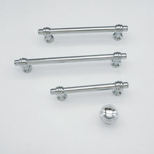 Load image into Gallery viewer, 3.78", 5" & 6.3" Polished Chrome Modern Kitchen Pulls | Solid Cabinet Handles, Drawer Knobs & Dresser Handles | Kitchen Hardware