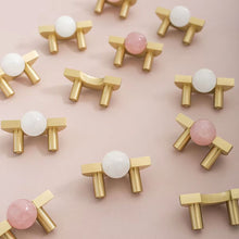 Load image into Gallery viewer, Natural Crystal Ring Brass Handles, Nordic Light Luxury Small Pulls for Cabinets, Drawers and Wardrobes