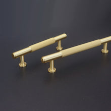 Load image into Gallery viewer, Solid Brushed Brass Drawer Pulls & Knobs | Kitchen & Cabinet Handles, Dresser & Cupboard Knobs, Closet Hardware