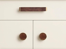Load image into Gallery viewer, Black Walnut Drawer Pulls & Antique Bronze Cabinet Knobs | Wooden Handles for Kitchen & Dresser