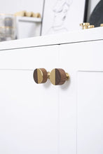 Load image into Gallery viewer, Walnut Wood & Brass Cabinet Knob, New Chinese Japanese Style Single Hole Drawer Pull, Premium Furniture Handle for Wardrobe & Cabinet