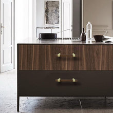 Load image into Gallery viewer, 2.5", 3", 4", 5", 8.8", 10" & 12.6" Walnut Wood & Polished Gold Drawer Pulls | Cabinet, Cupboard Handles, Dresser & Closet Knobs