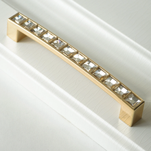 Load image into Gallery viewer, 3.78"-5" (64-128mm) Clear Gold Rhinestone Bling Pulls, Knobs & Handles | Dresser Drawer, Kitchen Cabinet Door Decor Hardware