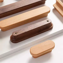 Load image into Gallery viewer, 2.5"-7.56" Simple Beech, Walnut, Ash & Oak Solid Wood Knobs & Pulls | Drawer, Cupboard, Cabinet & Wardrobe Handles