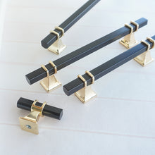Load image into Gallery viewer, 3.78", 5", 7.55" & 12.6" American Style Drawer Pulls | Simple Black & Gold Kitchen Handles | Wardrobe & Drawer Knobs | Kitchen Hardware