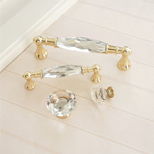 Load image into Gallery viewer, 3.78" & 5" Gold, Clear & Chrome Crystal Dresser Knobs | Modern Drawer Pulls & Cabinet Handles for Cupboard, Closet