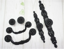 Load image into Gallery viewer, Shabby Chic Black Ornate Knobs, Pulls & Handles | Rustic French Country Dresser, Drawer & Kitchen Cabinet Decorative Hardware
