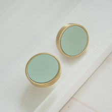 Load image into Gallery viewer, 3.78", 5", 8.8" Solid Brass Cabinet Handles | Colorful Light Green Dresser & Drawer Knobs, Wardrobe & Kitchen Cupboard Pulls, Hardware