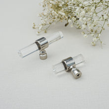 Load image into Gallery viewer, 3.0"-14.0" Customizable Clear Silver Lucite/Acrylic Pulls & Knobs | Dresser, Wardrobe, Drawer & Cabinet Hardware
