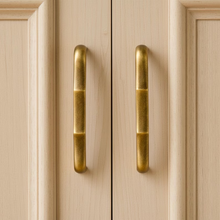 Load image into Gallery viewer, Wavy Antique Bronze Drawer Pulls | Curved Antique Gold Cabinet Pulls | Decorative Dresser Cabinet Hardware