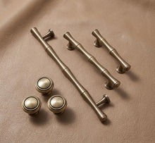 Load image into Gallery viewer, Antique bronze Bamboo Cabinet Handles | Gold & Silver Decorative Drawer Pulls & Unique Hardware