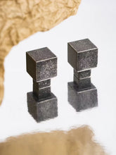 Load image into Gallery viewer, Vintage Industrial Cube Brass Cabinet Knob, Antique Silver Finish Minimalist Dark Gray Single Hole Drawer Pull
