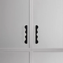 Load image into Gallery viewer, Antique Brass Wavy Cabinet Pull, Modern Minimalist Drawer Knob, Rustic Wardrobe & Kitchen Hardware