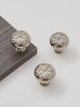 Load image into Gallery viewer, French Single‑Hole Solid Brass Cabinet Knobs, American Style Silver Nickel‑Plated Light Luxury Handles for Drawers, Cabinets and Wardrobes