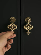 Load image into Gallery viewer, Brass Medieval Maximalist Vintage Cabinet Pulls, Antique Bronze Mid‑Century Furniture Drawer Pendant Handles