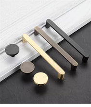Load image into Gallery viewer, 3.78", 5", 6.3" & 7.55" Brushed Brass, Black & Coffee Bronze Cabinet Knobs | Drawer Pulls for Dresser, Kitchen, Wardrobe & Cupboard Handles