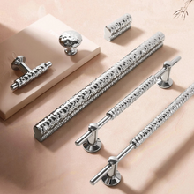 Load image into Gallery viewer, 1.25", 3.78", 5", 7.56", 10", 12.6" Chrome Hammered Pulls | Kitchen & Cabinet Handles, Drawer Knobs, Art Decor Hardware