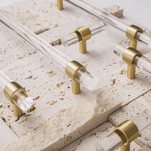 Load image into Gallery viewer, Luxury Gold Acrylic Brass Bar Pulls, Modern Minimalist Long Handles for Cabinets, Drawers and Wardrobes