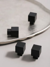 Load image into Gallery viewer, Minimalist Matte Black Square Brass Knobs, Modern Single Hole Small Cabinet Handles
