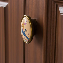 Load image into Gallery viewer, Vintage Ceramic Bird Inlay Cabinet Hardware - Antique Brass Knobs & Pulls for Kitchen Cabinets