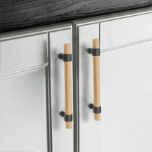 Load image into Gallery viewer, Customizable Wood Drawer Pulls | Walnut & Beech Cupboard & Cabinet Handles, Adjustable Dresser Knobs