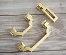 Load image into Gallery viewer, 2.5", 3.75" (64, 96mm) Brushed Gold Brass Vintage Drop Pulls | Dresser & Drawer Knobs, Kitchen Cabinet Door Handles, Hardware