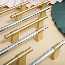 Load image into Gallery viewer, 3.78", 5", 6.3", 8.8", 12.6" Solid Brass & Chrome Kitchen Pulls | Drawer & Cabinet Knobs, Closet & Wardrobe Handles